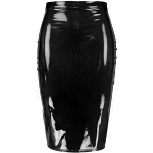 NWT Boohoo Black PU Pencil skirt 16